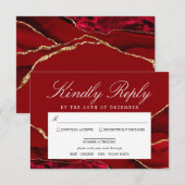 Romantic & Gold Agate Wedding RSVP Kaart (Voorkant / Achterkant)