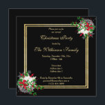 Romantic Gold & Black, kerst van Corner Dec Kaart<br><div class="desc">Mooie traditionele kerstfeest nodigt sjabloon uit in glanzend goud en zwarte kleuren. Kute hoekkerstversieringen op een lijst met dubbele gouden glitterige rand. Alle tekst is volledig aanpasbaar om aan uw vereisten te voldoen. Als u wilt helpen uw product aan te passen of producten aan te passen, kunt u contact met...</div>