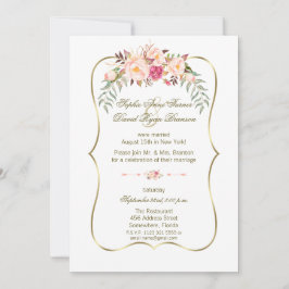Romantic Gold Blush Pink Floral Weddenschap Kaart