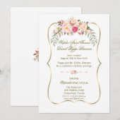 Romantic Gold Blush Pink Floral Weddenschap Kaart (Voorkant / Achterkant)