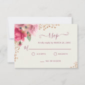 Romantic Gold Blush Pink Floral Wedding RSVP Kaartje (Voorkant)