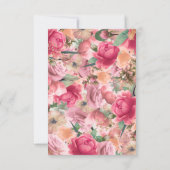 Romantic Gold Blush Pink Floral Wedding RSVP Kaartje (Achterkant)