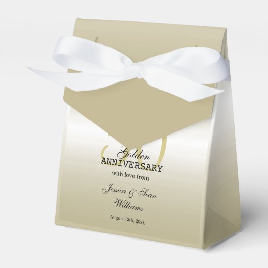 Romantic Gold Bow & Glitter 50th Wedding Bedankdoosjes (Voorkant Zijde)