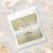 Romantic Gold Bow & Glitter 50th Wedding Bedankzakje (Geknipt)