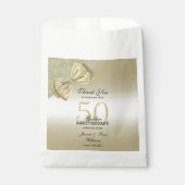 Romantic Gold Bow & Glitter 50th Wedding Bedankzakje (Voorkant)