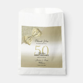 Romantic Gold Bow & Glitter 50th Wedding Bedankzakje