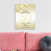 Romantic Gold Bow & Glitter 50th Wedding Canvas Afdruk (Insitu (Woonkamer))