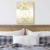 Romantic Gold Bow & Glitter 50th Wedding Canvas Afdruk (Insitu (Slaapkamer))
