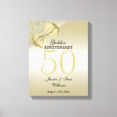 Romantic Gold Bow & Glitter 50th Wedding Canvas Afdruk (Voorkant)