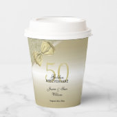 Romantic Gold Bow & Glitter 50th Wedding Papieren Bekers (Voorkant)