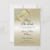 Romantic Gold Bow & Glitter 50th Wedding Save The Date (Voorkant)