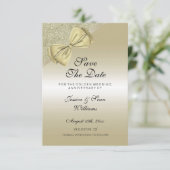 Romantic Gold Bow & Glitter 50th Wedding Save The Date (Staand voorkant)