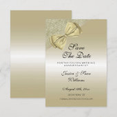 Romantic Gold Bow & Glitter 50th Wedding Save The Date (Voorkant / Achterkant)