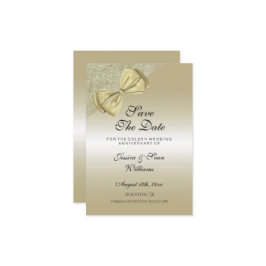 Romantic Gold Bow & Glitter 50th Wedding Save The Date