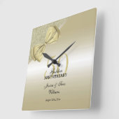 Romantic Gold Bow & Glitter 50th Wedding    Vierkante Klok (Hoek)