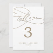Romantic Gold Calligraphy 5x7" Table Number Kaart (Voorkant)