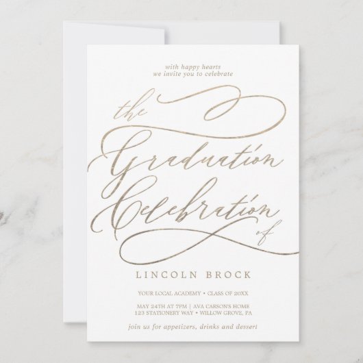Romantic Gold Calligraphy Afstuderen Celebration Kaart (Voorkant)