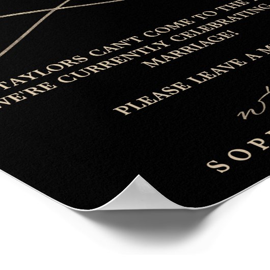 Romantic Gold Calligraphy Black Audio Guestbook Poster (Hoek)