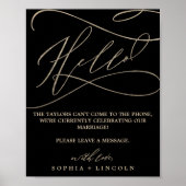 Romantic Gold Calligraphy Black Audio Guestbook Poster (Voorkant)
