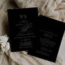 Romantic Gold Calligraphy Black in one Wedding