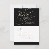 Romantic Gold Calligraphy Black Song RSVP-kaart RSVP Kaartje (Voorkant)