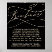 Romantic Gold Calligraphy Black Wedding Bomboniere Poster (Voorkant)