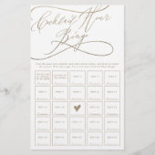 Romantic Gold Calligraphy Cocktail Hour Bingo Game Flyer (Voorkant)
