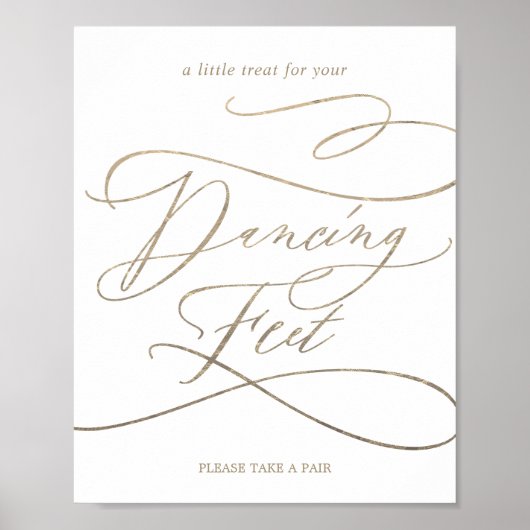Romantic Gold Calligraphy Danske Feet Sign. Poster (Voorkant)