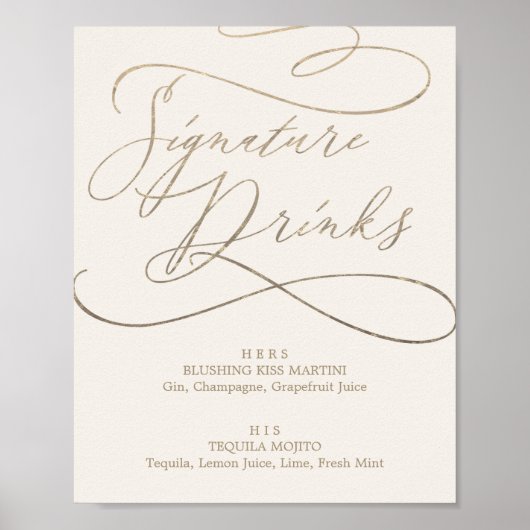 Romantic Gold Calligraphy | Drinken betreffende de Poster (Voorkant)