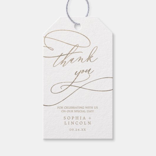 Romantic Gold Calligraphy Floure Hartelijk dank Cadeaulabel (Voorkant)