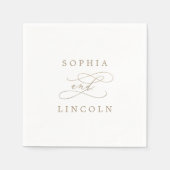Romantic Gold Calligraphy Flourish Wedding Napkin Servet (Voorkant)