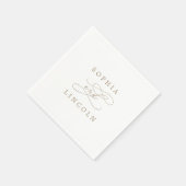 Romantic Gold Calligraphy Flourish Wedding Napkin Servet (Hoek)