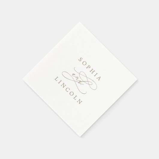 Romantic Gold Calligraphy Flourish Wedding Napkin Servet (Hoek)