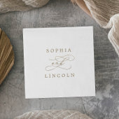 Romantic Gold Calligraphy Flourish Wedding Napkin Servet