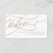 Romantic Gold Calligraphy Flourish Wedding Website Informatiekaartje (Voorkant)