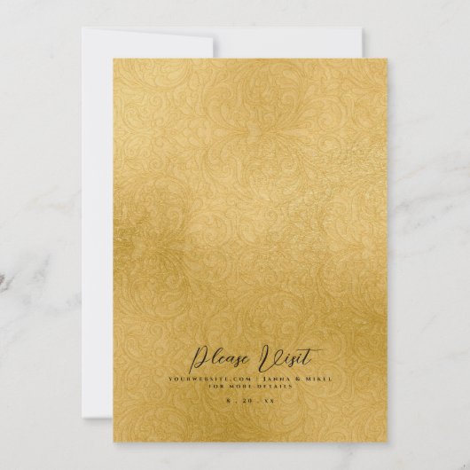 Romantic Gold Calligraphy & Gold Foil Wedding Kaart (Achterkant)