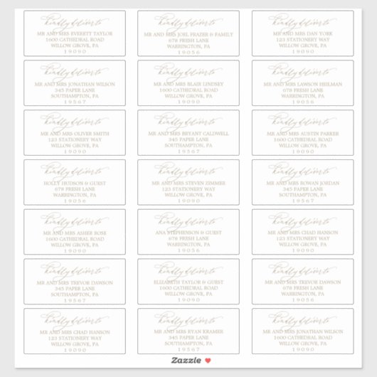 Romantic Gold Calligraphy Guest Adresetiketten Sticker (Vel)