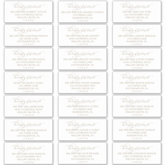 Romantic Gold Calligraphy Guest Adresetiketten Sticker (Voorkant)