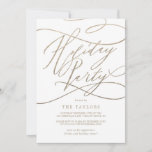 Romantic Gold Calligraphy Holiday Party Kaart<br><div class="desc">Deze romantische goudkalligrafie-feestdag-uitnodigingskaart is perfect voor een eenvoudige vakantiegebeurtenis. Het moderne klassieke ontwerp is voorzien van fancy draden en grillen met prachtige elegante handgeschreven faux champagne Gold folie-typografie.</div>