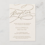 Romantic Gold Calligraphy | ivoorreceptie Informatiekaartje<br><div class="desc">Deze romantische goudkalligrafie-ivoorreceptiekaart is perfect voor een eenvoudige bruiloft. Het moderne klassieke ontwerp is voorzien van fancy draden en grillen met prachtige elegante handgeschreven faux champagne Gold folie-typografie. Pas deze kaart van de detailbijlage aan met uw ontvangstgegevens en voeg ook uw adres van de trouwwebsite toe! Opmerking: dit ontwerp is...</div>