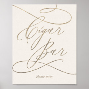 Romantic Gold Calligraphy   Ivory Cigar Bar Poster