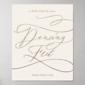 Romantic Gold Calligraphy Ivory Dancing Feet Sign. Poster (Voorkant)