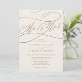 Romantic Gold Calligraphy | Ivory de heer & Mrs We Kaart (Staand voorkant)