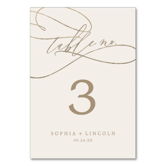 Romantic Gold Calligraphy | Ivory Flourish Kaart (Voorkant)