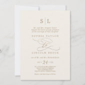 Romantic Gold Calligraphy | Ivory Formal Wedding Kaart (Voorkant)