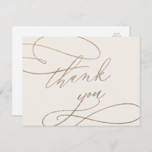 Romantic Gold Calligraphy Ivory Hartelijk dank Briefkaart