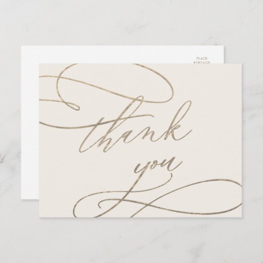 Romantic Gold Calligraphy | Ivory Hartelijk dank Briefkaart (Voorkant / Achterkant)