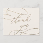 Romantic Gold Calligraphy | Ivory Hartelijk dank Briefkaart (Voorkant)