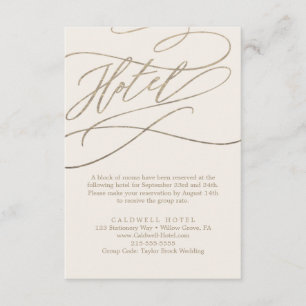 Romantic Gold Calligraphy   Ivory Hotel Informatiekaartje