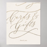 Romantic Gold Calligraphy | Ivory-Kaarten en cadea Poster<br><div class="desc">Deze romantische goudkalligrafie ivoorkaarten en cadeautjes poster is perfect voor een eenvoudige bruiloft of vrijgezellenfeest. Het moderne klassieke ontwerp is voorzien van fancy draden en grillen met prachtige elegante handgeschreven faux champagne Gold folie-typografie. De lijn van tekst bij de bodem van het teken kan met de datum, de namen van...</div>